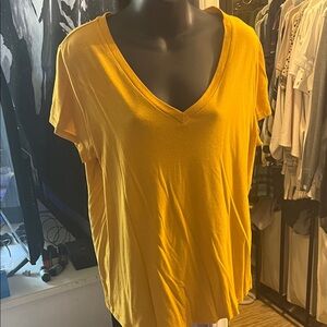 Mossimo Supply Co. Yellow V-Neck Short Sleeve Tee